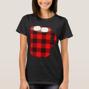 Buffalo Karierter heißer Kakao-Cup mit Marshmallow T-Shirt