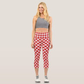 Buffalo Karierter Karo Rot Weiß Capri Leggings (Vorderseite)