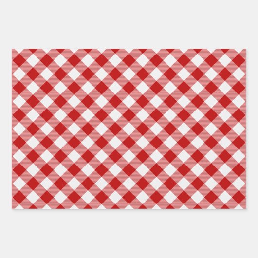 Buffalo Karierter Karo Rot Weiß Geschenkpapier Set (Vorderseite)
