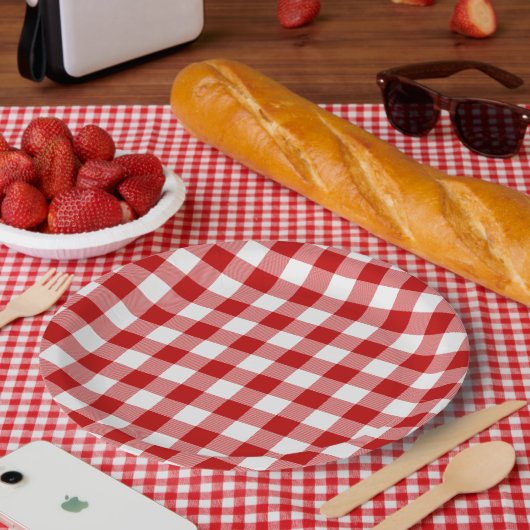 Buffalo Karierter Karo Rot Weiß Pappteller (Picknick)