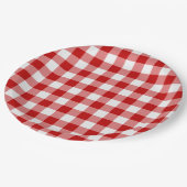 Buffalo Karierter Karo Rot Weiß Pappteller (Schrägansicht)