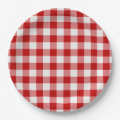 Buffalo Karierter Karo Rot Weiß Pappteller (Vorderseite)