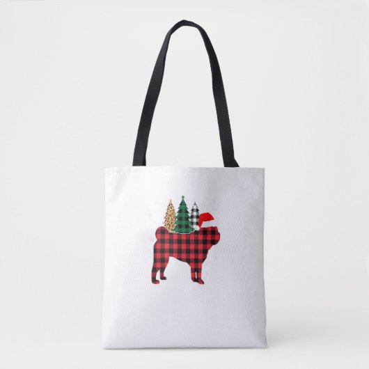 Buffalo Karierter Mops Dog Tree Leopard Weihnachts Tasche (Vorderseite)