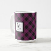 Buffalo Karierter Name der Lila Monogramm Kaffeetasse (Vorderseite Links)