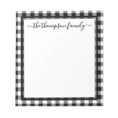 Buffalo Karierter Name für Schwarz-weiße Skriptfam Notizblock (Vorderseite)