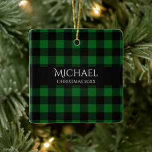 Buffalo Karierter Personalisierter Name Jahr Keram Keramikornament