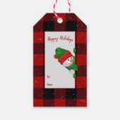 Buffalo Karierter Schneemann Geschenkanhänger (Vorderseite)