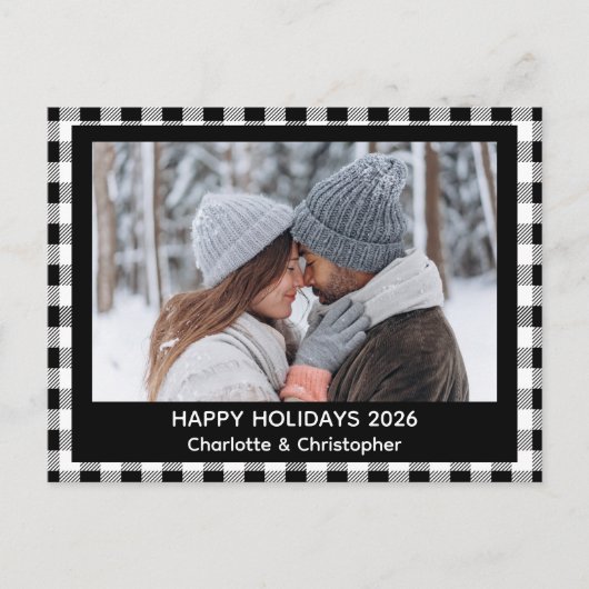 Buffalo Karierter Schwarz-weißer Fall Feiertagspostkarte (Vorderseite)