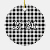 Buffalo Karierter Schwarz-weißer Fall Keramik Ornament (Hinten)