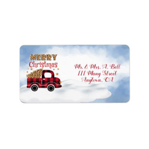 Buffalo Karierter Vintager LKW Adressaufkleber