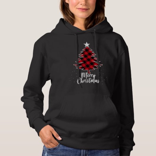 Buffalo Karierter Weihnachtsbaum Hoodie (Vorderseite)