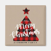 Buffalo karierter Weihnachtsbaum-Kichelschrift Magnet (Vorne)