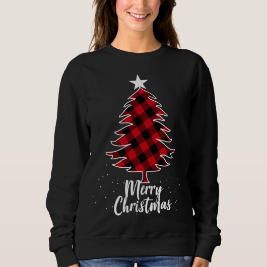 Buffalo Karierter Weihnachtsbaum Sweatshirt (Vorderseite)