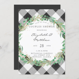 Buffalo Karierter Weihnachtskranz Gold Paare Dusch Einladung