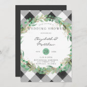 Buffalo Karierter Weihnachtskranz Gold Polterabend Einladung (Vorne/Hinten)