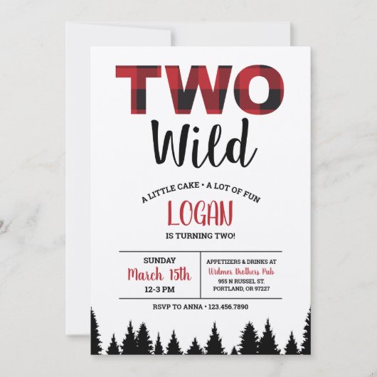 Buffalo Karierter zweiter Geburtstag Einladung zwe (Vorderseite)