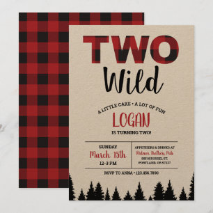 Buffalo Karierter zweiter Geburtstag Einladung zwe