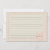 Buffalo Kariertes Brautparty Rezept Karte (Rückseite)