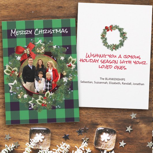 Buffalo Kariertes Custom Foto Weihnachtsfeiertag Feiertagskarte