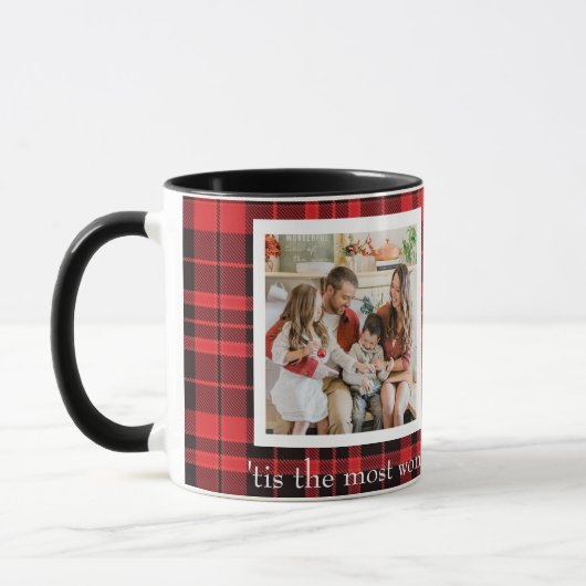 Buffalo Kariertes Double Foto Weihnachtskaffee Tas Tasse (Links)
