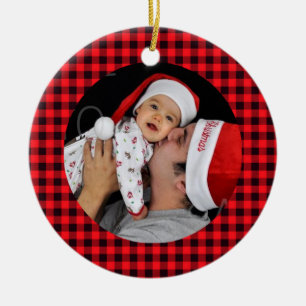 Buffalo Kariertes Foto Keramik Ornament