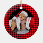 Buffalo Kariertes Foto Keramik Ornament (Hinten)