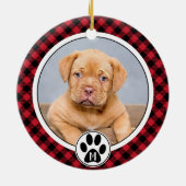 Buffalo Kariertes Foto Monogram Weihnachten Keramik Ornament (Hinten)