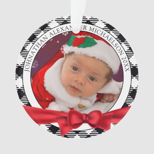 Buffalo Kariertes Foto Weihnachten Ornament (Vorderseite)