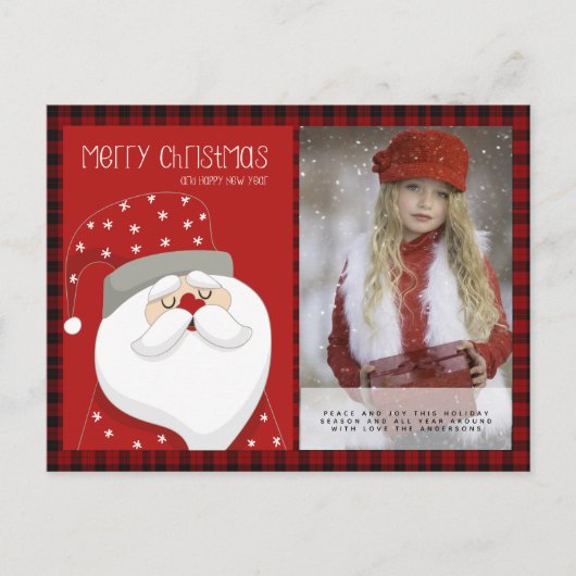 Buffalo Kariertes Foto Weihnachten Postkarte (Vorderseite)