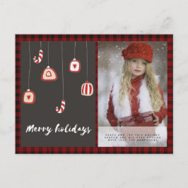 Buffalo Kariertes Foto Xmas Neujahr Folk Art Baubl Postkarte