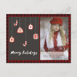 Buffalo Kariertes Foto Xmas Neujahr Folk Art Baubl Postkarte