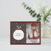 Buffalo Kariertes Foto Xmas Neujahr Folk Art Baubl Postkarte (Stehend Vorderseite)