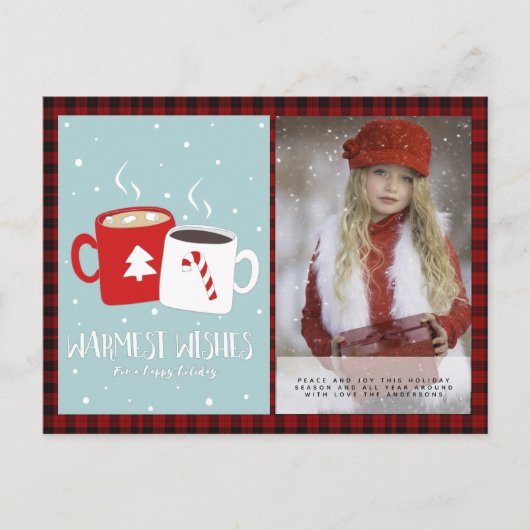 Buffalo Kariertes Foto Xmas Neujahr Folkart Hot Co Postkarte (Vorderseite)