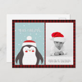 Buffalo Kariertes Foto Xmas Neujahr Folkart Pingui Postkarte (Vorne/Hinten)