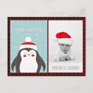 Buffalo Kariertes Foto Xmas Neujahr Folkart Pingui Postkarte