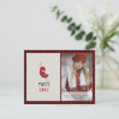 Buffalo Kariertes Foto Xmas Neujahr Folkart Red Ro Postkarte (Stehend Vorderseite)
