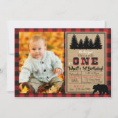 Buffalo Kariertes Geburtstags-Foto Einladung (Vorderseite)