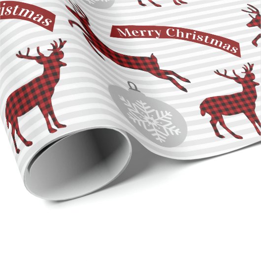 Buffalo Kariertes Hirschweihnachtspapier Geschenkpapier (Rolleneckpunkt)