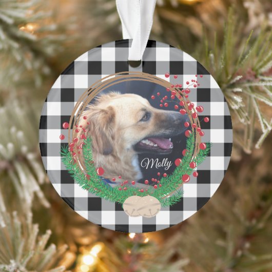 Buffalo Kariertes Hunde-Foto Acryl-Ornament Ornament (Baum)