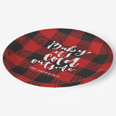 Buffalo Kariertes Pinselskript Es ist kalter Außen Pappteller (Schrägansicht)