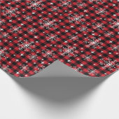 Buffalo Kariertes Schneeflocken-Weihnachtsmuster Geschenkpapier (Ecke)