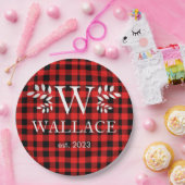 Buffalo Kariertes Weihnachtsmonogramm frisch vermä Pappteller (Party)