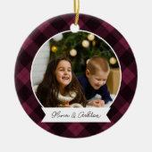 Buffalo Kariertes zweiseitiges Personalisiertes Fo Keramik Ornament (Vorne)