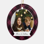 Buffalo Kariertes zweiseitiges Personalisiertes Fo Keramik Ornament (Links)