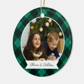 Buffalo Kariertes zweiseitiges Personalisiertes Fo Keramik Ornament (Links)