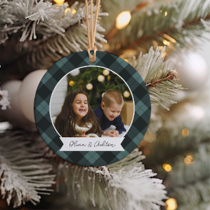 Buffalo Kariertes zweiseitiges Personalisiertes Fo Keramik Ornament