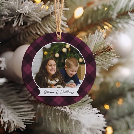 Buffalo Kariertes zweiseitiges Personalisiertes Fo Keramik Ornament