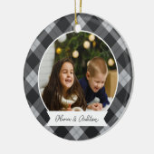 Buffalo Kariertes zweiseitiges Personalisiertes Fo Keramik Ornament (Links)