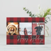 Buffalo Karo 3 Foto Happy Holidays Card (Stehend Vorderseite)