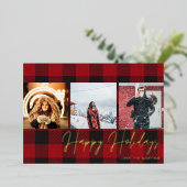 Buffalo Karo 3 Foto Happy Holidays Folieneinladung (Stehend vorne)
